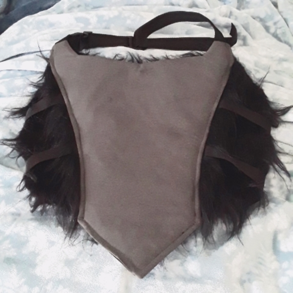 Vintage cyber goth industrial monster fur backless buckle corset Dane Lip Servic